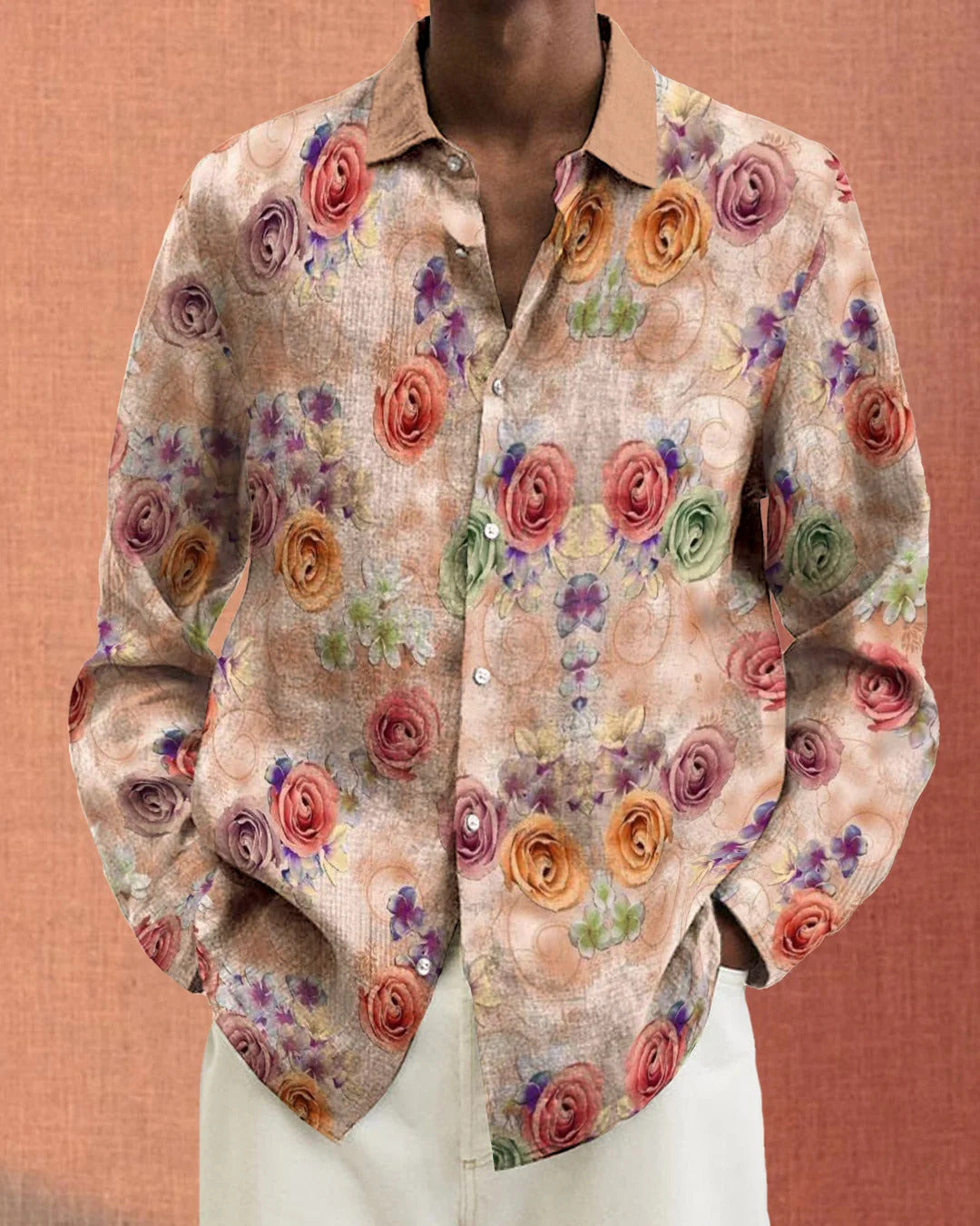 Long Sleeve Floral Shirt Fashion City Loose Men's Clothing Casual Pullover