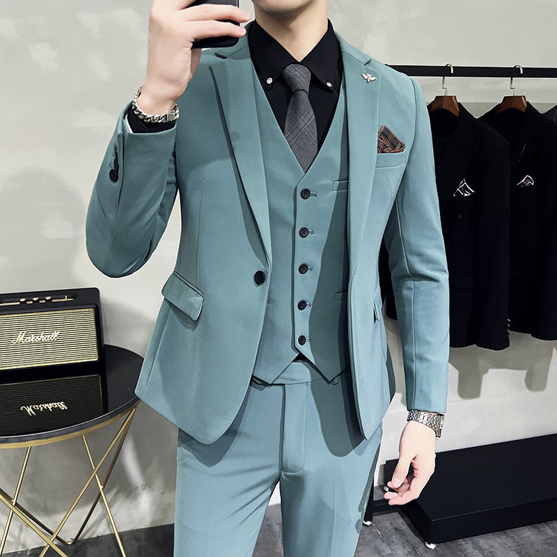 Men's Three-piece Suit Korean Style One Button