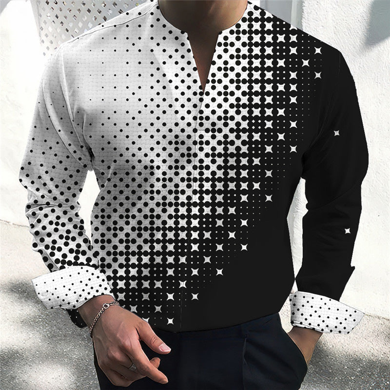 Plus Size Men's Casual Slim Fit Fashion 3D Printed Shirt Men