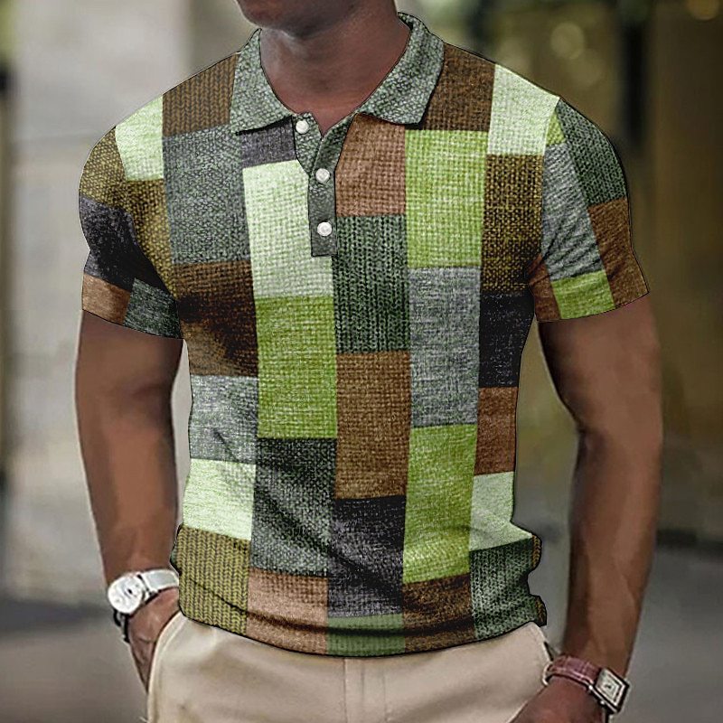 Cross-border European And American Men's Fashion Trend Digital Printing Plaid